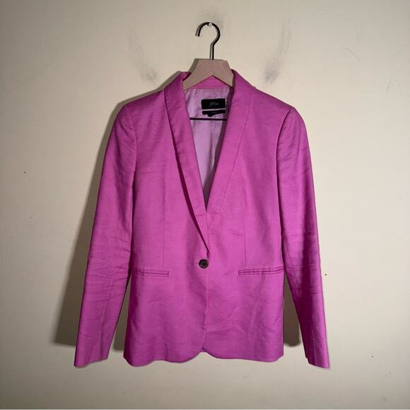 J. CREW Parke linen blend single breast Barbiecore blazer 4 - Picture 4 of 7